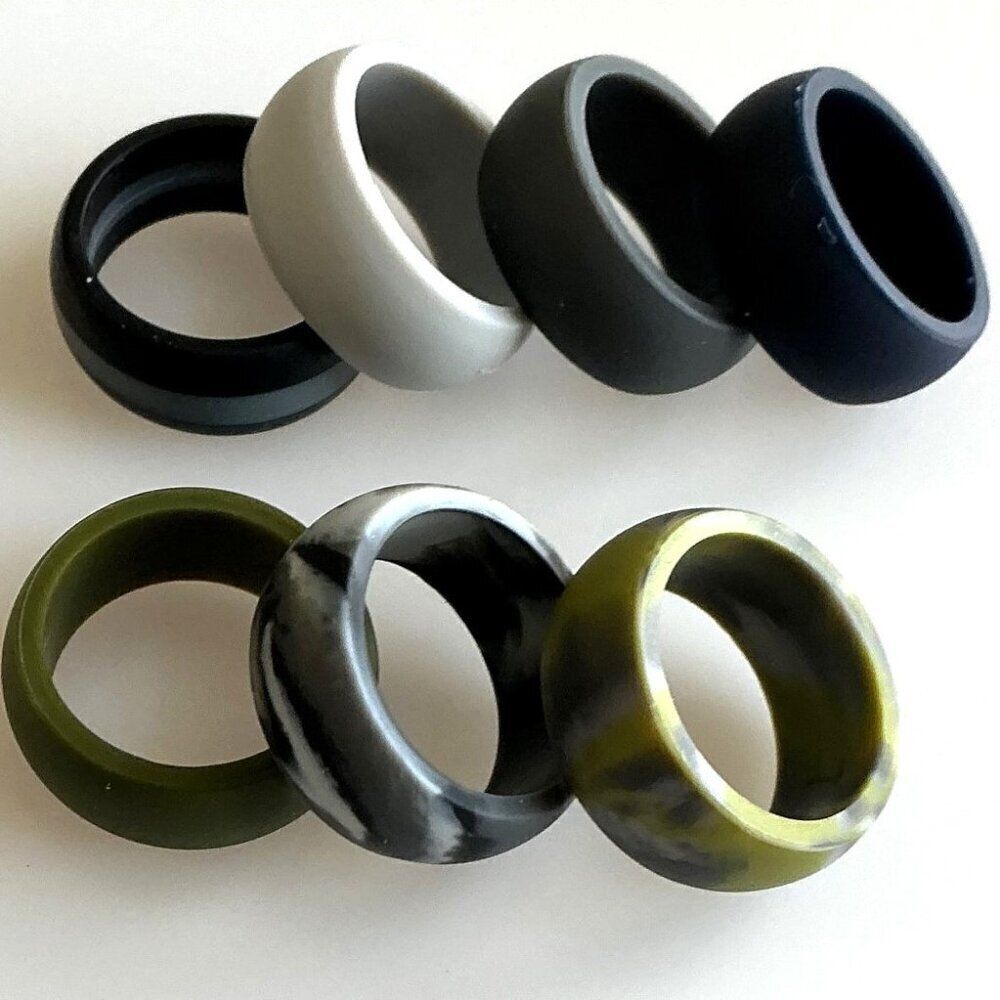 Silicone Men’s Rings 7 Pack Size 7 Unisex